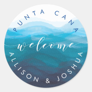 Blue Waves Welcome Sticker Tag, Hotel Welcome Bag