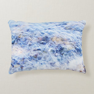 Blue waving water accent pillow