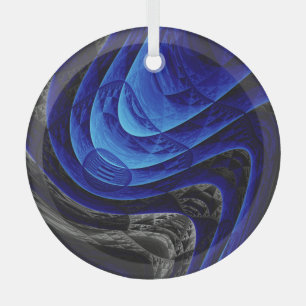 Blue wavy abstract, digital art background. glass ornament