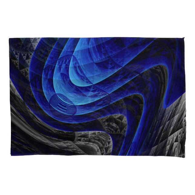 Blue wavy abstract, digital art background. pillowcase (Front)
