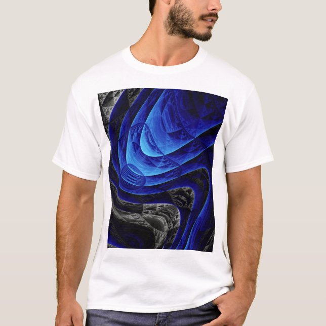 Blue wavy abstract, digital art background. T-Shirt (Front)