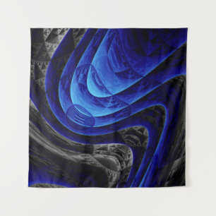 Blue wavy abstract, digital art background. tapestry