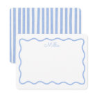 Blue Wavy Border Personalized Note Card