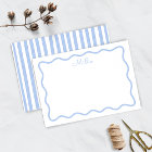Blue Wavy Border Personalized Note Card