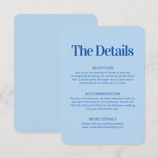 Blue Wavy Cabana Stripes Wedding Enclosure Card (Front/Back)