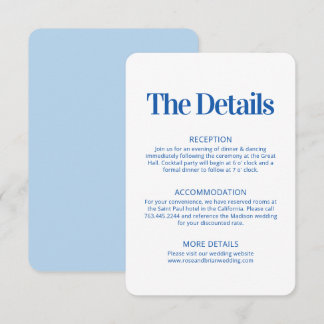 Blue Wavy Cabana Stripes Wedding Enclosure Card