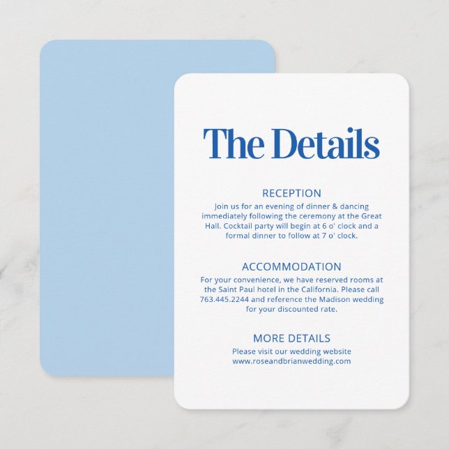 Blue Wavy Cabana Stripes Wedding Enclosure Card (Front/Back)