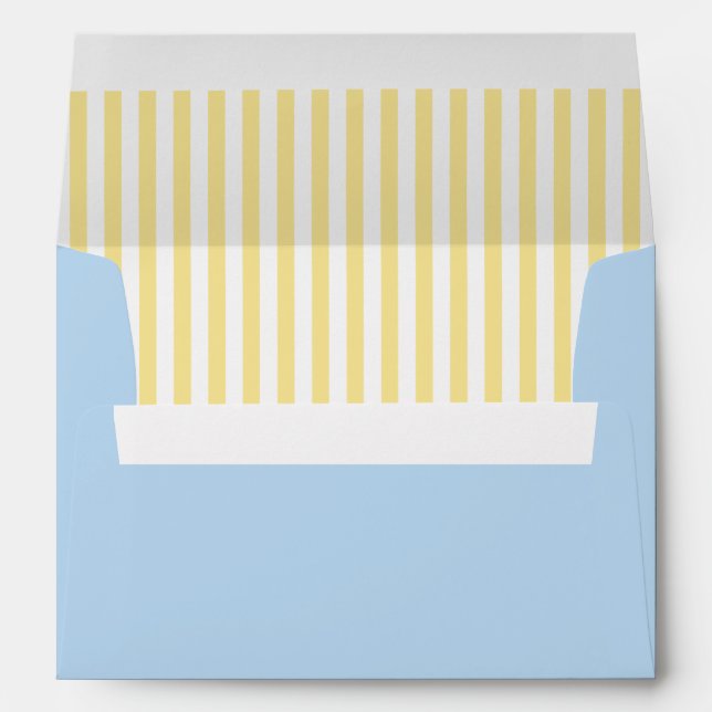 Blue Wavy Cabana Stripes Wedding Envelope (Back (Bottom))