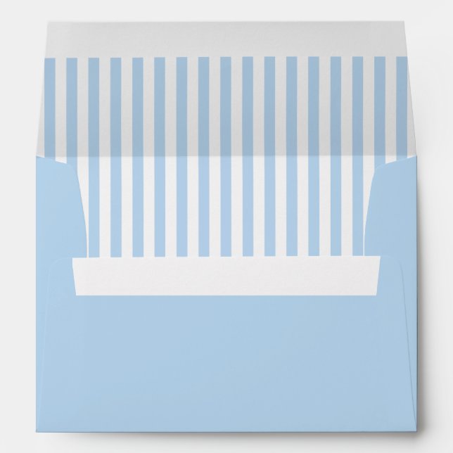 Blue Wavy Cabana Stripes Wedding Envelope (Back (Bottom))