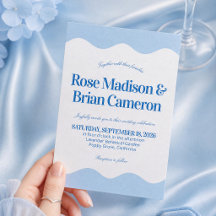 Blue Wavy Cabana Wedding Invitations