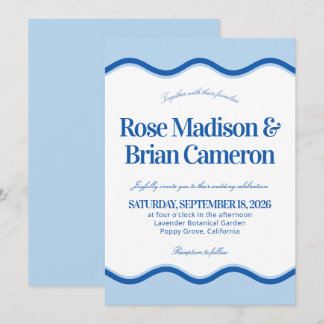 Blue Wavy Cabana Wedding Invitations