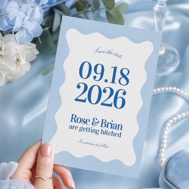 Blue Wavy Cabana Wedding save the dates Date (Creator Uploaded)