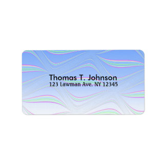 Blue Wavy Fractal Art Label