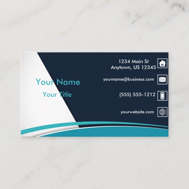 Blue Wavy Line Business Card (Front)