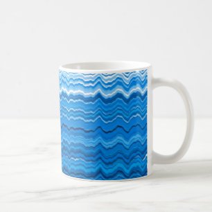 Blue wavy lines pattern coffee mug