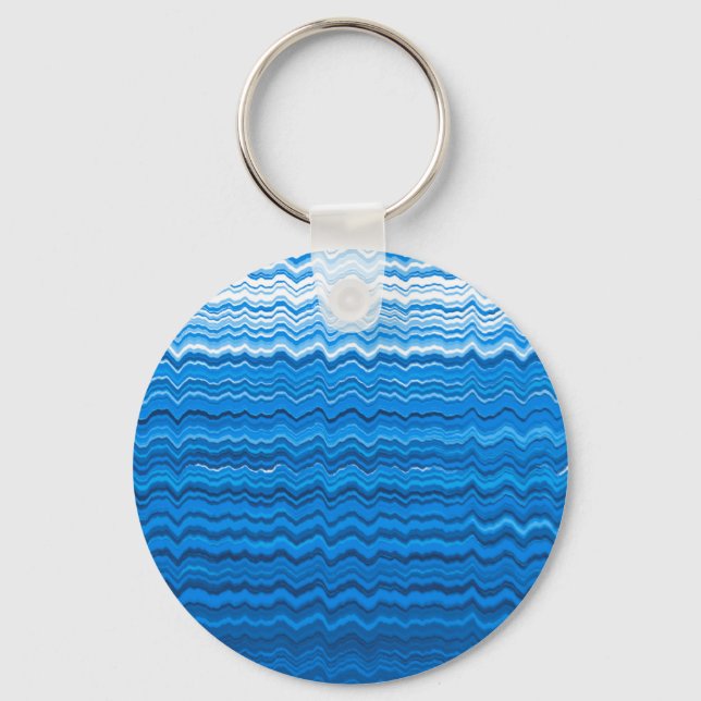 Blue wavy lines pattern keychain (Front)