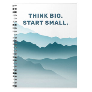 Blue Wavy Mountain Landscape Inspirational Quote Notebook