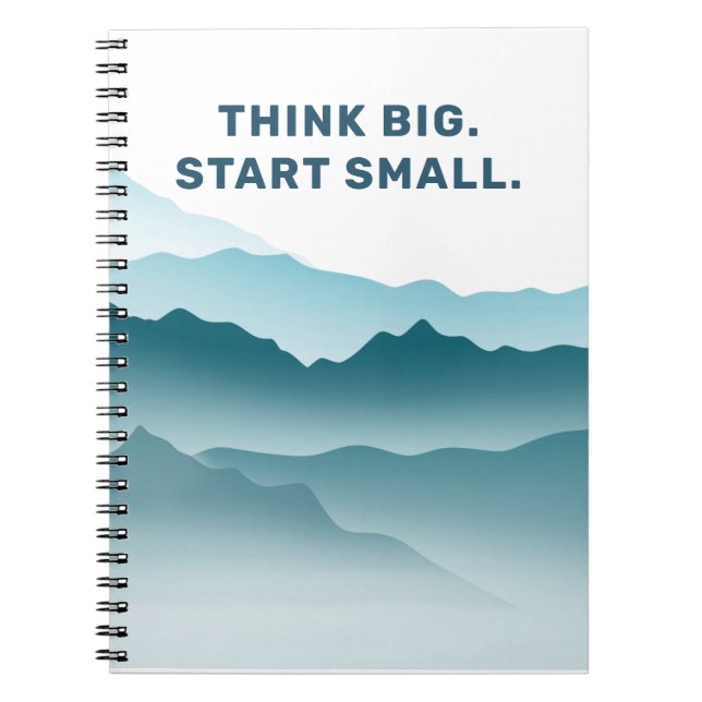 Blue Wavy Mountain Landscape Inspirational Quote Notebook (Front)