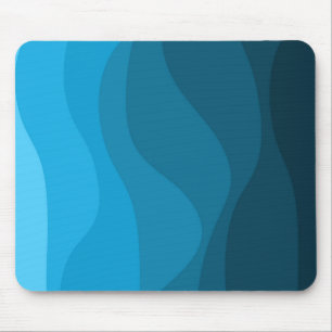 Blue wavy ocean retro style waves design mouse pad