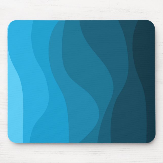 Blue wavy ocean retro style waves design mouse pad (Front)