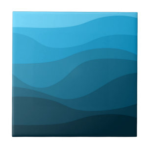 Blue wavy ocean retro style waves design tile