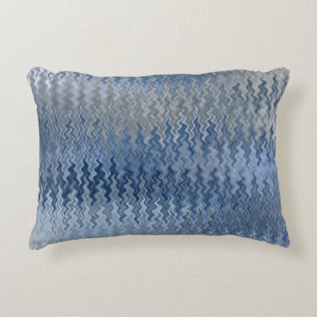 Blue Wavy Pattern Accent Pillow (Front)