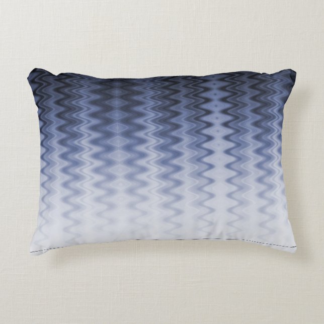 Blue Wavy Pattern Accent Pillow (Front)