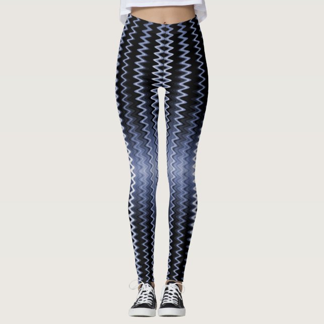 Blue Wavy Pattern Accent Pillow Leggings (Front)