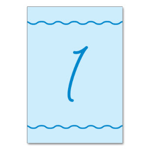 Blue Wavy Retro Wedding Table Number