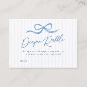 Blue Wavy Ribbon Bow Baby Diaper Raffle Enclosure Card