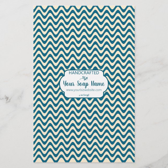 Blue Wavy Stripe Soap Wrap Paper (Front)
