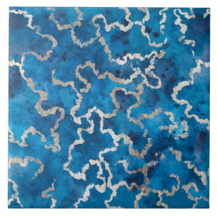 Blue Wavy Watercolor Texture Tile