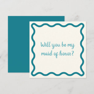 Blue Wavy Will you be my maid of honour? Proposal Invitation