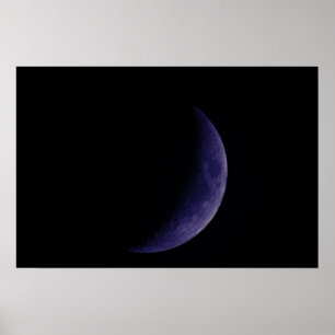 Blue Waxing Crescent Moon Poster