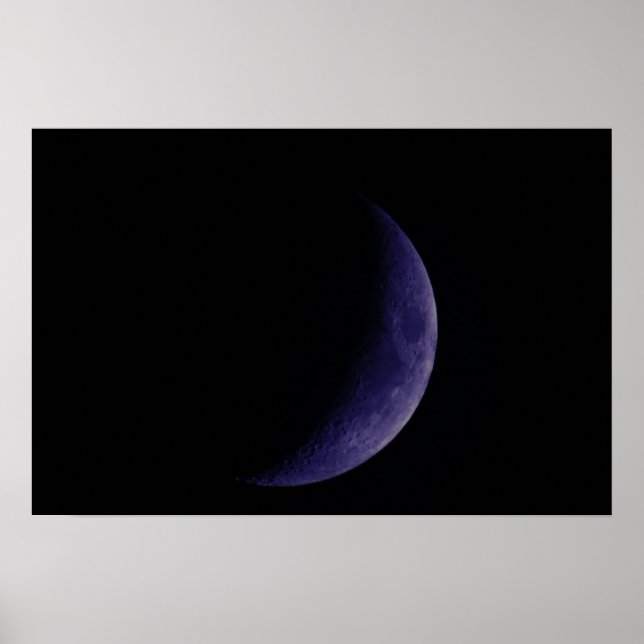 Blue Waxing Crescent Moon Poster (Front)