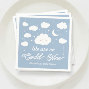 Blue We are on Cloud 9 baby shower Napkin