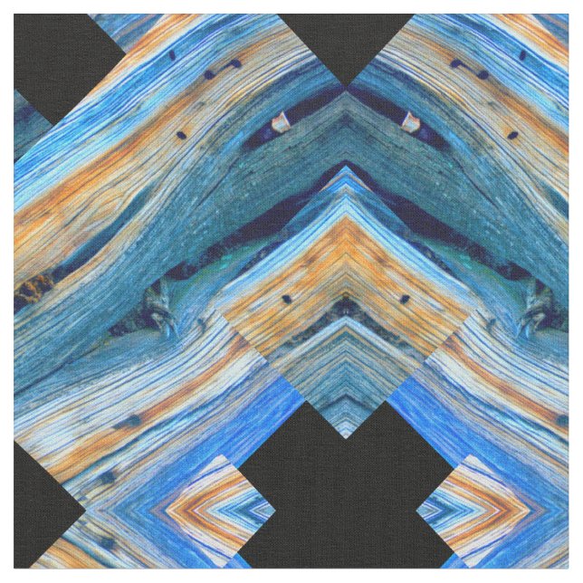 blue weathered barnboard black diamond fabric (Close Up)
