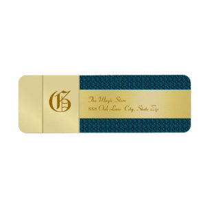 Blue Weave Monogram Business Address Label