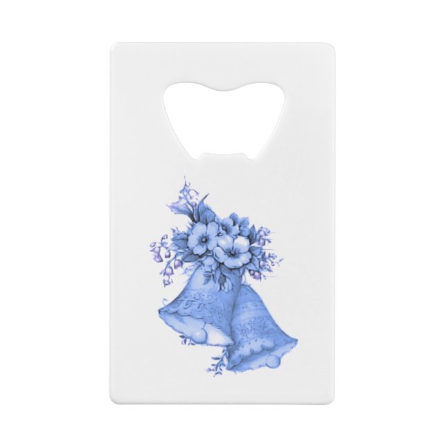 Blue Wedding Bells Credit Card Bottle Opener (Back)