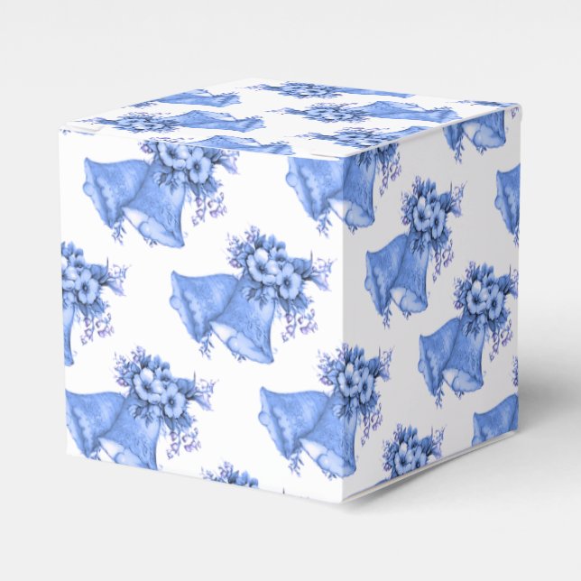 Blue Wedding Bells Favor Box (Front Side)