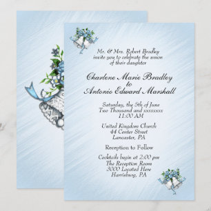 Blue Wedding Bells Invitation