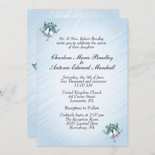 Blue Wedding Bells Invitation
