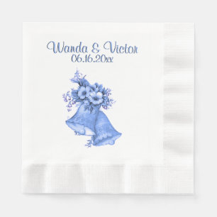 Blue Wedding Bells Personalized Napkin