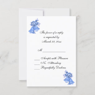 Blue Wedding Bells Personalized RSVP Card