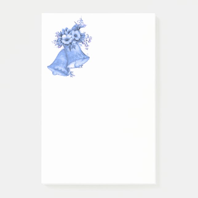 Blue Wedding Bells Post-it Notes (Front)