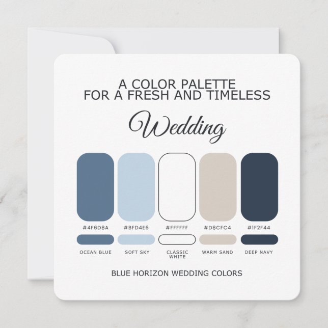 Blue Wedding Colour Palette for Timeless Weddings Invitation (Front)
