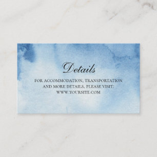 Blue wedding details. Info. Watercolor modern Enclosure Card