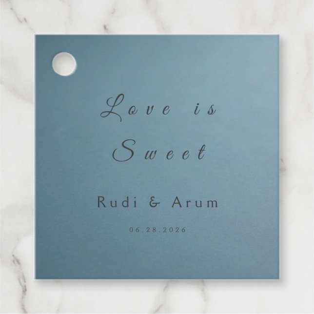 Blue Wedding Favor Tag (Front)