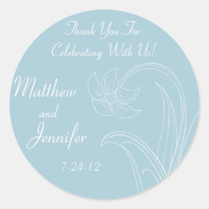Blue Wedding Favour Labels with Custom Text
