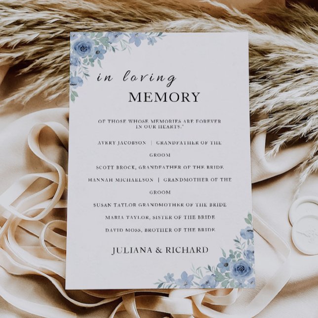 Blue Wedding In Loving Memory Sign, Invitation (Blue Wedding In Loving Memory Sign, Invitation)